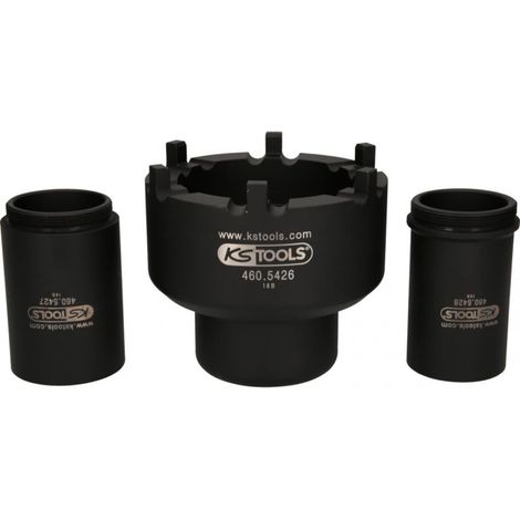 KS TOOLS Jeu de clés d'écrous à encoches avec 2 tubes de guidage pour Mercedes Ø 113 mm, 3 pcs ( 460.5425 ) (1/5)