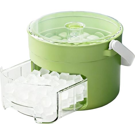 CCYKXAMachine à glaçons, seau à glace de 25 cubes pour congélateur avec couvercle, plateau portable pression avec couvercle et poignée - Vert17.5x17.5x14cm (1/5)