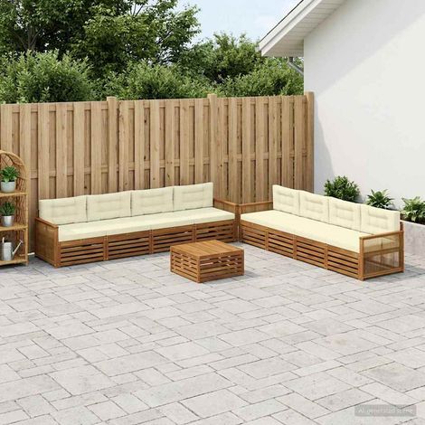 vidaXL Outdoor-Sofagarnitur 9 Stk. Natur und Creme (1/5)