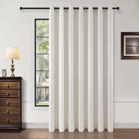1PC Rideau, Oeillets Métal, Lin Polyester, Isolation Thermique, Salon Chambre, 300x240cm Crème