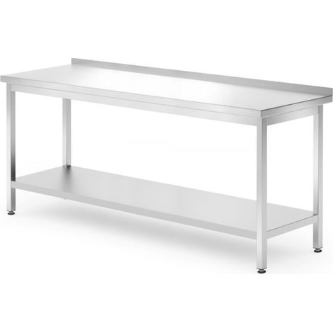 Table murale avec étagère - boulonnée, profondeur 700 mm - Ref 812761 - 70x180xH89 cm - Hendi