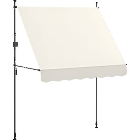 Store banne crème 200x120x210-310 cm avec manivelle et hauteur réglable, store design sobre pour balcon pratique et ajustable