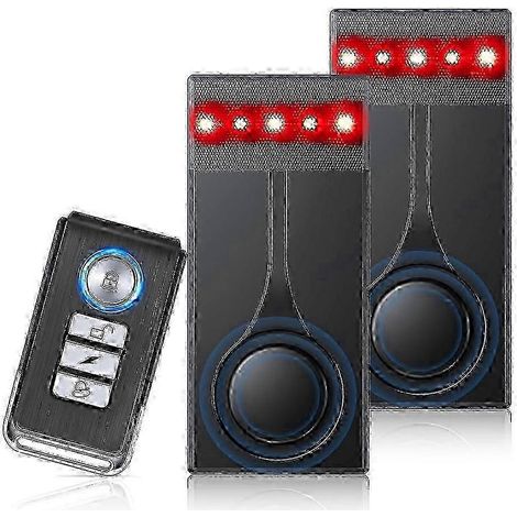 Sistemas de alarma para automóviles, volumen ajustable de 108 decibelios, luz roja intermitente, alcance del control remoto de 20 metros, instalación magnética. (1/5)