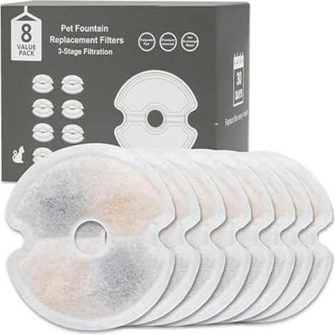 Ersatz-Aktivkohlefilter für Haustier-Wasserspender (Dreifachfiltersystem, 8er-Packung) (1/5)