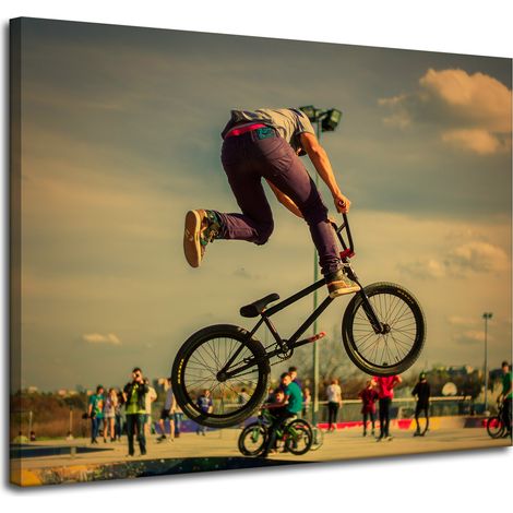 Stampa su tela "Acrobazie in bicicletta per ragazzi" 100x80