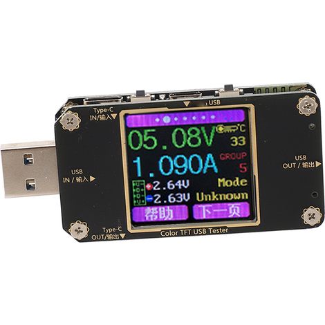 Testeur USB PD avec Affichage Numérique, Mesureur de Tension et Intensité, Moniteur de Charge Rapide pour Câbles (1/5)