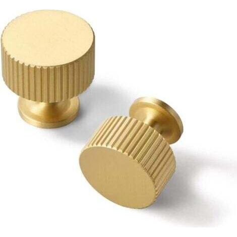 Set mit 2 massiven Messing-Schrankknöpfen – Schubladenknöpfe in gebürstetem Gold für Badezimmer, Schlafzimmer, Kleiderschrank und Ankleidezimmer