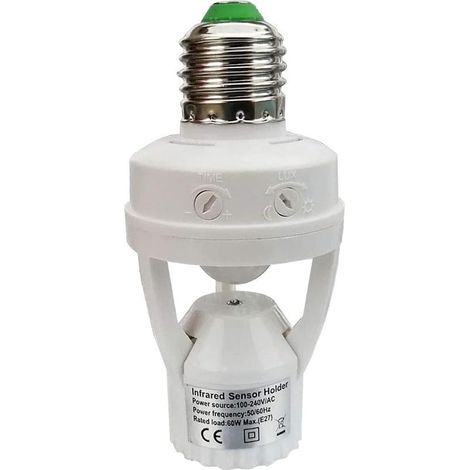 Socket with PIR motion sensor Bulbs with E27 base for indoor use with time and light adjustment (Bulb not included) (1/5)