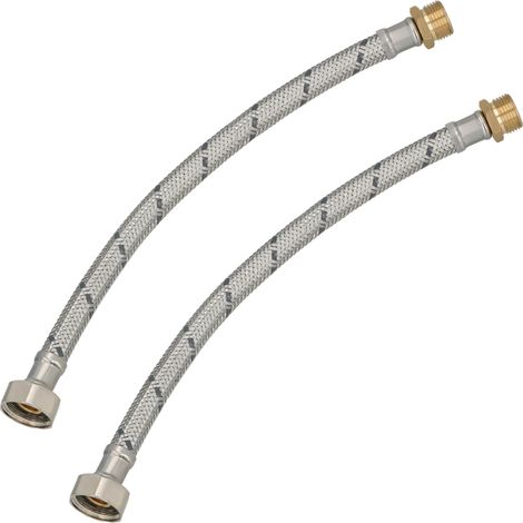 Connettore flessibile 3/8” 1/2” femmina-maschio in acciaio, 30 cm, set da 2 pezzi (1/5)