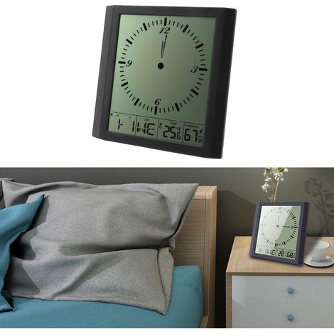 Thermomètre et hygromètre de 8,6 pouces, affichage numérique multifonctionnel, horloge connectée pour salon, fixation murale ou sur pied, grand réveil électronique, horloge originale (1/5)