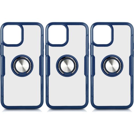 3-teilige, transparente und stoßfeste Schutzhülle mit Ringhalter für iPhone 12 Pro Max, Azurblau (1/5)