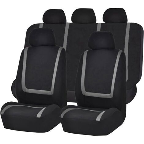 Complete Set of 9 Universal Car Seat Covers, Front and Rear Seat Covers, Interior Accessories for Almost All Cars (Gray) (1/5)