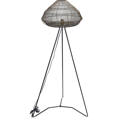 lampe sur pied design métal effet rotin style contemporain - gris métal effet rotin (1/3)