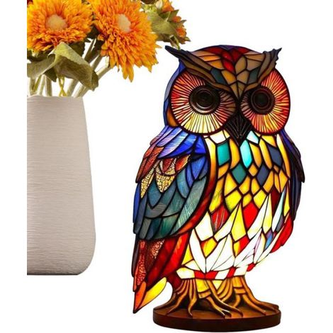 Lampe De Table - Veilleuse En Résine Forme Chouette - Pour Chevet Bureau Salon Enfant - 1 Pièce (1/5)