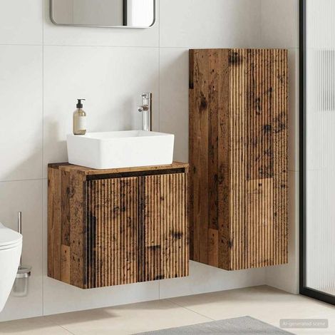 vidaXL Bathroom Furniture Set 2 pcs Old Wood 33 x 34.5 x 100 cm (1/5)