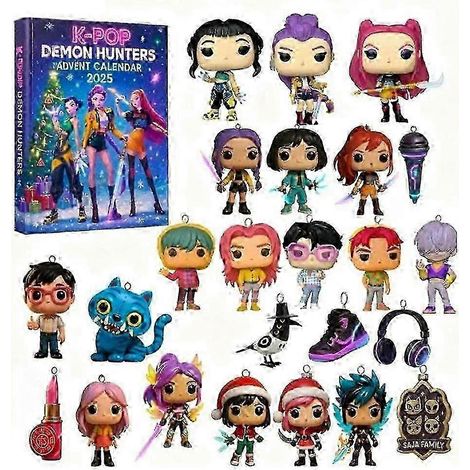 Calendrier de l'Avent Kpop Demon Hunters 2025 - Pendentif acrylique 2D de collection - Décoration de sapin de Noël - Cadeau de Noël (1/5)