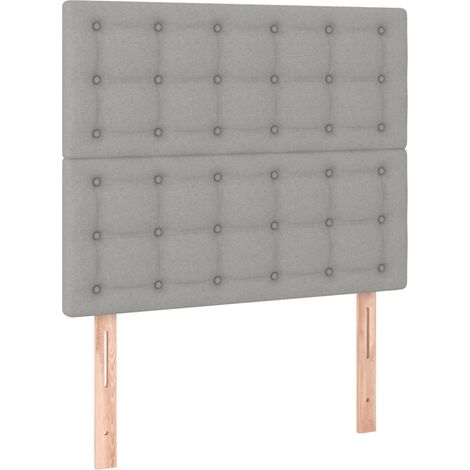 Testiera letto accessorio arredo camera da letto LED imbottita 100 x 5 x 118/128 cm tessuto grigio chiaro TDL0201462