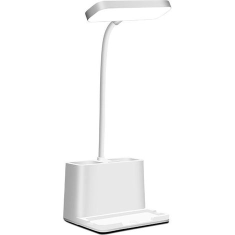 Lampe Bureau LED Rechargeable, 3 Modes Lumière Dimmable, Lampe Lecture Portable, Pliable avec Porte-stylo et Support Téléphone, Protection Yeux, Idéale Enfants (1/5)