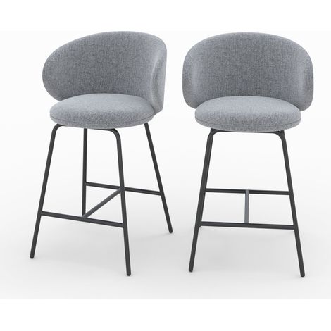 Lot de 2 chaises pour îlot central en tissu gris foncé 68 cm - CÉCILIA
