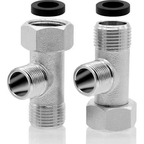 Lot de 2 valves à 3 voies en T en laiton 3/8" et 9/16" raccord d'eau (1/5)