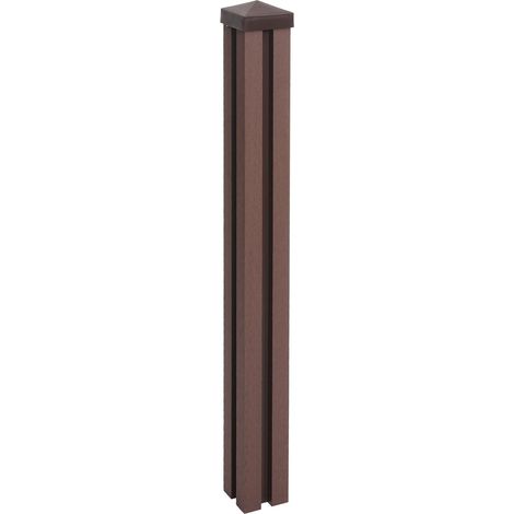 Poteau WPC Sarthe-Clôture WPC, poteau pilier, système enfichable - 98cm, brun (1/5)