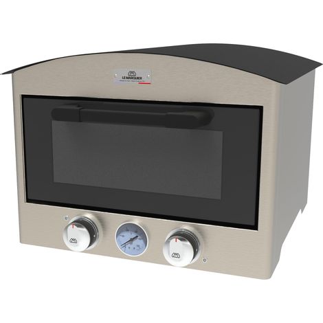 Le Marquier – Four à pizza électrique 450°C – Pierre réfractaire amovible 34,5x37,6 cm – Châssis inox satiné – Utilisation intérieure/extérieur