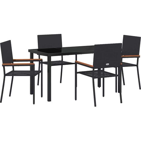 Maison Exclusive - Conjunto de Comedor de Jardín 5 pcs Negro ratá (1/5)