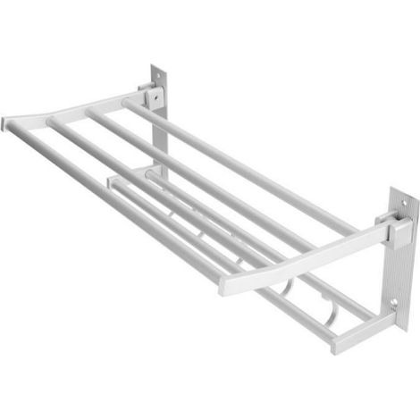 Étagère de salle de bain - - Modèle pliable - Aluminium - 40cm - Tringle à serviettes incluse (1/4)