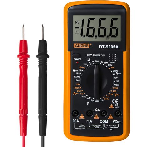 Multimètre Compact DT-9205A - Voltmètre AC/DC, Ampèremètre, Ohm, Testeur Hz - Idéal pour Électriciens (1/5)