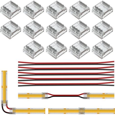 FCOB COB LED-Anschlussset 10 mm 2-polig V mit V, 14 transparente Steckverbinder, 5 x 20 AWG 15 cm Verlängerungskabel für lötfreie Montage (1/4)