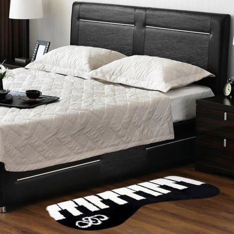 Tapis Salle de Bain Absorbant Motifs Touches Piano, Tapis de Bain Antiderapant Lavable Noir et Blanc, Moquette pour Salon(50x120cm) (1/5)