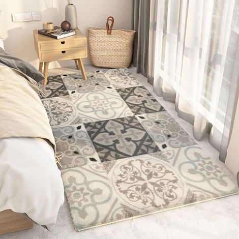 Tapis chevet persan,Shaggy à Poils Ras Carpette Non Excrétion Fluffy Tapis Moderne Tapis,Durable Antidérapant Tapis de Porte pour Salon Chambre Chambre D'enfant Entrée Déco-C,50160cm (1/4)