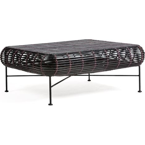 Table salon chic métal tressé design unique - Noir tressé avec nuances violettes (1/3)