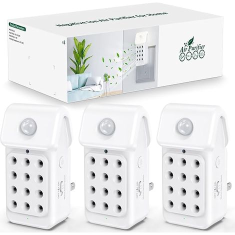 Air Purifier, 3 Pieces Ionic Air Purifier with Light Sensor, Suitable for Smoking Rooms, Kitchens, Bathrooms and Pets (1/5)