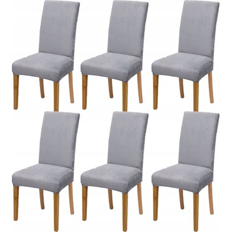 Stuhlhussen, 6 Stück, universelle elastische Stuhlhussen, grau