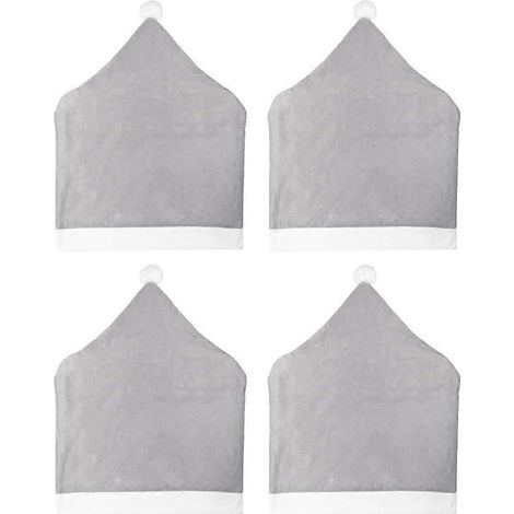 4-teiliges graues klassisches Weihnachtsstuhl-Set mit Weihnachtsmütze und bunten Kugeln zur Dekoration (1/5)