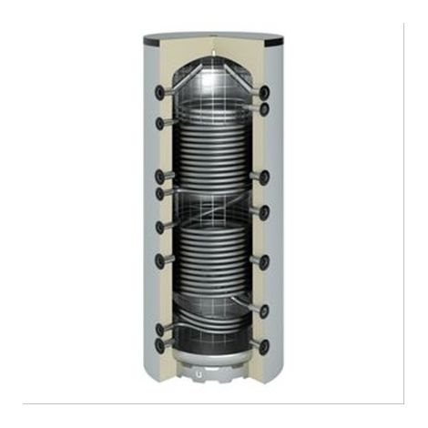 Ballon sanitaire-chauffage acier 800 litres 2 serpentin, prépa eau chaude inox 1900x990(790) Classe A+