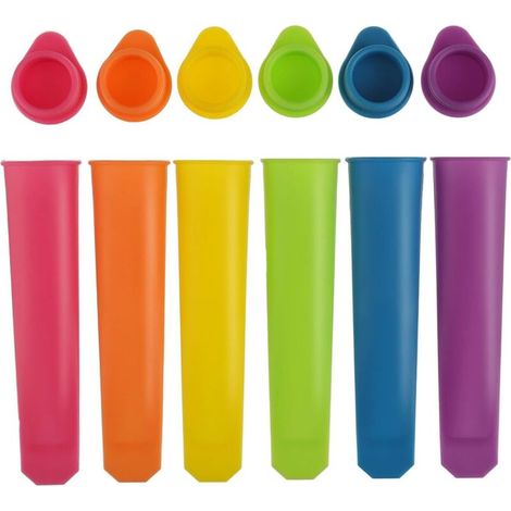 Stampo in silicone riutilizzabile per ghiaccioli – 6 cavità colorate ideali per yogurt, succhi e ghiaccioli fatti in casa – senza BPA, flessibile e facile da sformare.