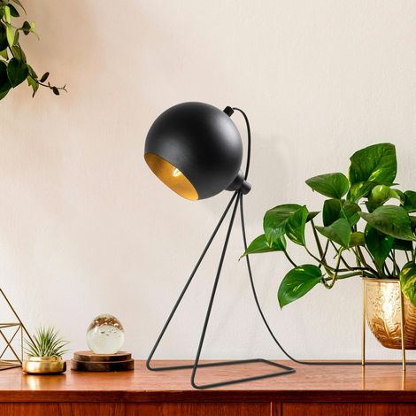 Lampe à poser design noire, abat-jour rond en métal SILE (1/5)