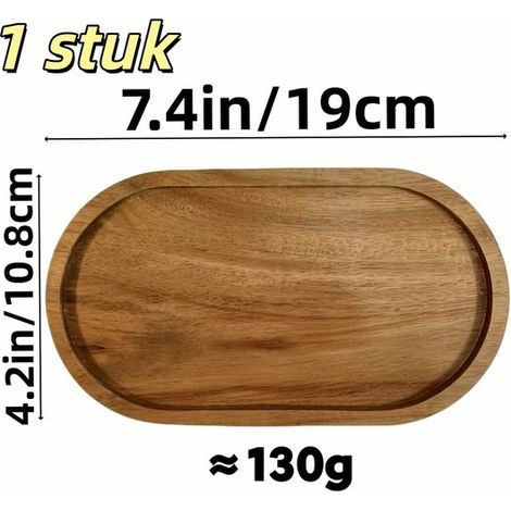 1 pieza, Bandeja de madera, Bandeja de madera, Plato ovalado de madera, Bandeja pequeña de madera, pan, fruta, 29 x 10,8 cm, Color madera natural (1/5)