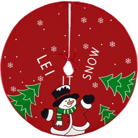 Jupe d'arbre de Noël Diamètre 90 cm, Décoration de maison Fournitures de décoration de fête de Noël (Bonhomme de neige) (1/4)