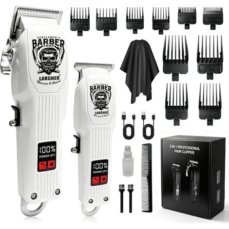 Professional 2 in 1 Cordless Hair Trimmer with 6500RPM Motor, Rechargeable Beard Trimmer, LCD Display (1/5)