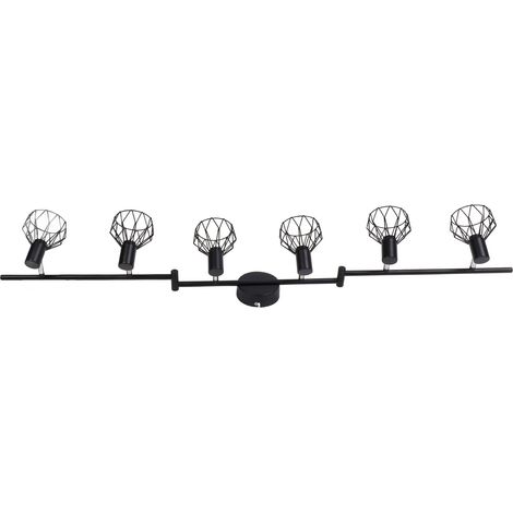 Support plafonnier orientable 6 spots pliable noir 85-265V rail luminaire pour ampoules douille E14 (1/5)