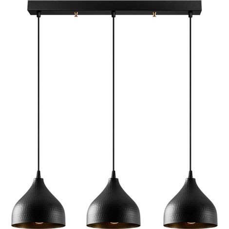Lampada a sospensione a 3 lampadine in metallo nero LOUISE
