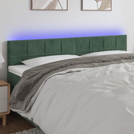 Tête de lit à LED Vert foncé 200x5x78-88 Velours (1/5)