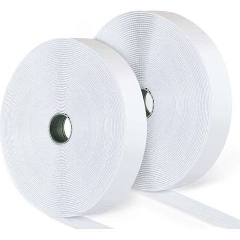Bande Agrippantes Adhésives Rubans Adhésifs Scratch Hook Loop Autoadhésif pour Cadres Photos Installation,Bande Souple aimantée autocollante 20mm x 15M (1/4)