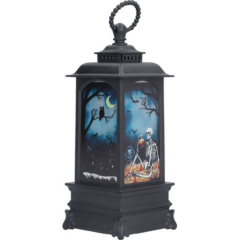 Lanterne Halloween LED sans flamme - Lampe crâne élégante et vintage à piles pour décoration
