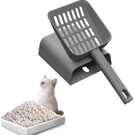 Pelle à Sable Chat, Pelle à Chat, Plastique Pelle à Litière Chat, Sable de Chat Outil, Pelle à Litière Chat, Pelle à Litière Creuse, pour Pet Litière -Gris Foncé (1/5)