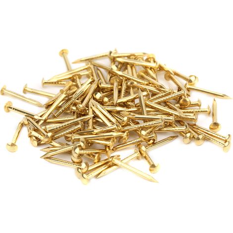 100 clous en laiton à tête ronde, accessoires de fixation rétro pour bricolage, longueur 15 mm.