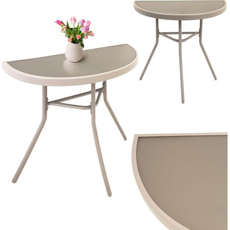 Balkontisch aus Stahl, Gartentisch für die Terrasse, Gartentisch aus Sicherheitsglas